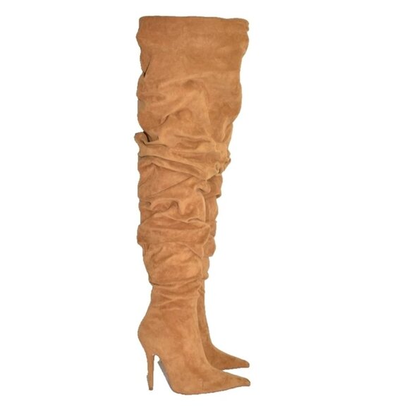 $350 JEFFREY CAMPBELL Igloo Slouchy Thigh High Boot SHEARLING BROWN 6.5 (MG17) - Picture 2 of 6